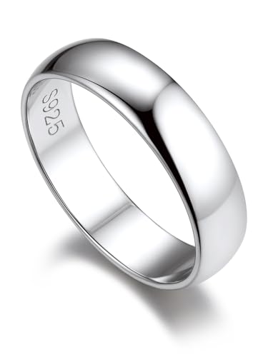 Bandmax Ehering Damen Ringe Silber 925 Ring Damen Verlobungsring Bandring Größe 62mm Trauringe 5mm breit Partnerringe Schmuck Silber für Verlobung von Bandmax