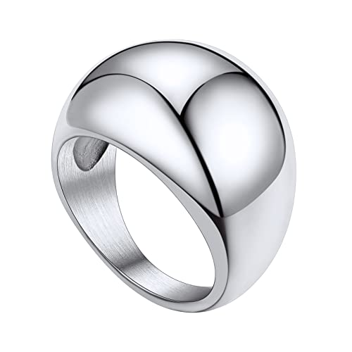 Bandmax Einfacher Ring für Männer Jungen Ringe aus Edelstahl 316L Glänzender Ring Ringgröße 64 Fingerring mit 16mm Breite Modering Schmuck von Bandmax