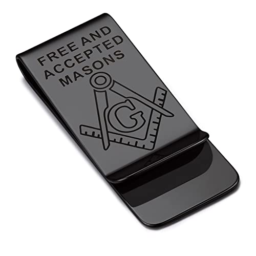 Bandmax Geldklammern Herren Freimaurer Money Clip Edelstahl Slim Wallet Geldscheinklammer für Geldscheine Visitenkarte von Bandmax