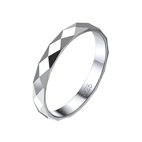 Bandmax Herren 925 Silber Ring Größe 59 3mm Rautenmuster Band Ring Partnerring Verlobungsring Trauring Partnerring Schmuck Accessoire für Männer von Bandmax