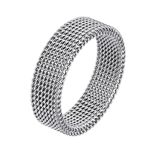 Bandmax Herren Damen Mesh Ring Edelstahl Ring Mesh Bandring mit 5,8MM Breite Fingerring Ringgröße 54 Partnerring Schlichter Ring Schicker Modeschmuck Accessoire für Geburtstag Weinachten von Bandmax