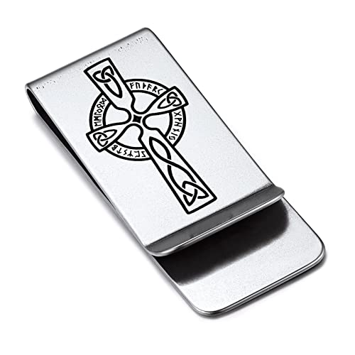 Bandmax Herren Geldklammern Wikinger Kreuz Edelstahl Slim Wallet Geldscheinklammer Money Clip für Bargeld Karten Dokumente Banknote Visitenkarte von Bandmax