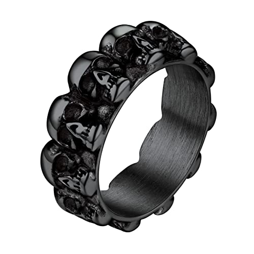 Bandmax Herren Jungen Schädel Ring Totenkopfringe Schwarzer Ring Gothic Siegelring Edelstahl Ring Punk Stil Ringgröße 64 Fingerring Modeschmuck Geeignet für Party oder Alltag von Bandmax