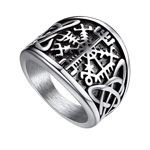 Bandmax Herren Ringe Wikingerringe Fingerring aus 316L Edelstahl Keltische Knotenringe Kompassringe Größe 72 Ringe Punk Modeschmuck Accessoire von Bandmax