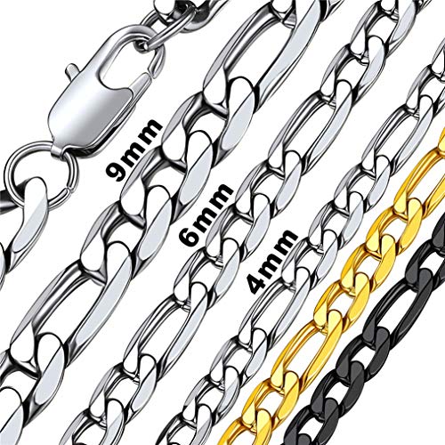 Bandmax Hip Hop lange Kette für Männer Jungen 71cm Edelstahl Figarokette Halskette Biker Rapper Modeschmuck Accessoire 9mm dünne Figaro Kette Gliederkette Bandmax Hip Hop lange Kette für Männer Jungen 71cm Edelstahl Figarokette Halskette Biker Rapper Modeschmuck Accessoire 9mm dünne Figaro Kette Gliederkette von Bandmax