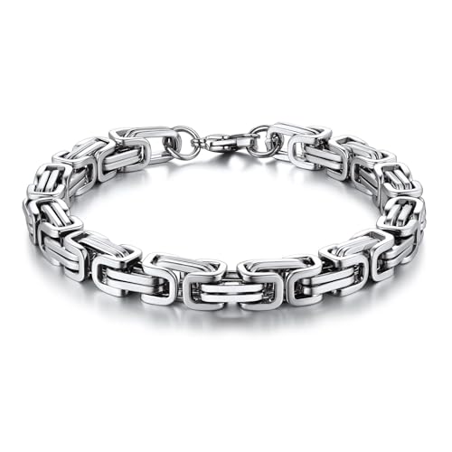 Bandmax Königskette Armband Herren Edelstahl Armkette Byzantine Armband Biker Armband Schickes Königsarmband Männer Schmuckstück Modeschmuck Länge 19CM von Bandmax