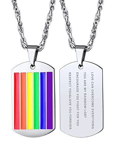 Bandmax LGBTQ Kette Herren Damen Edelstahl Kette Personalisiert Homosexuell Gay Pride Dog Tag Kette Anhänger Halskette Erkennungsmarke Kette 55cm LGBT Schmuck LGBTQ Accessoires Bandmax LGBTQ Kette Herren Damen Edelstahl Kette Personalisiert Homosexuell Gay Pride Dog Tag Kette Anhänger Halskette Erkennungsmarke Kette 55cm LGBT Schmuck LGBTQ Accessoires von Bandmax