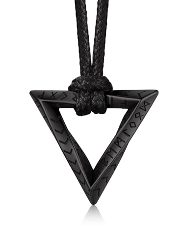 Bandmax Wikinger Talisman Schmuck Herren Edelstahl Halskette Damen Schwarz Lederkette mit Runen Triangel Anhänger für Jungen Mobius Dreieck Kette mit Lederband Nordisch Amulett Schmuck für Freund Bandmax Wikinger Talisman Schmuck Herren Edelstahl Halskette Damen Schwarz Lederkette mit Runen Triangel Anhänger für Jungen Mobius Dreieck Kette mit Lederband Nordisch Amulett Schmuck für Freund von Bandmax