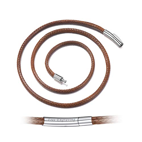 Bandmax Lederkette ohne Anhänger mit personalisiert Edelstahl Verschluß für Damen 3mm breit braun Lederband Collier 40cm geflochten Leder Halskette für Jungen Mädchen von Bandmax