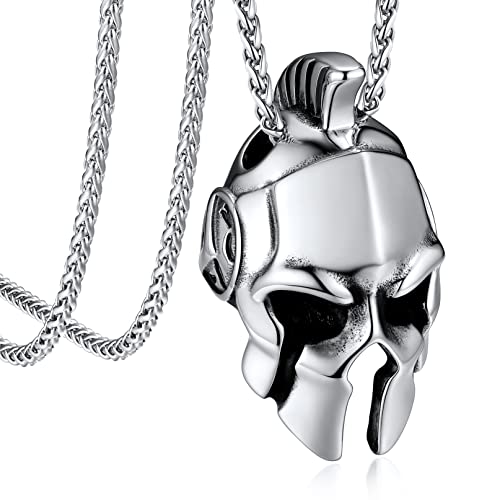 Bandmax Maske Sparta Helm Halskette Männer Edelstahl Anhänger Panzerkette Sparta Krieger Helm Kette Modeschmuck Länge 55 CM+5 CM von Bandmax