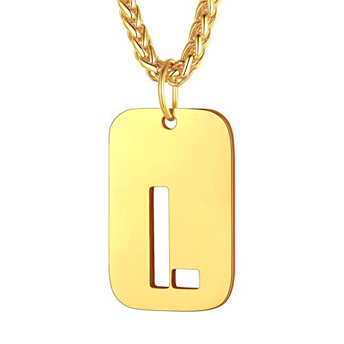 Bandmax Militärische Buchstabe L Dog Tag Kette hohl Initiale Anhänger 18k vergoldet Weizenkette 55+5cm verstellbar Modeschmuck Accessoire für Frauen Männer Bandmax Militärische Buchstabe L Dog Tag Kette hohl Initiale Anhänger 18k vergoldet Weizenkette 55+5cm verstellbar Modeschmuck Accessoire für Frauen Männer von Bandmax