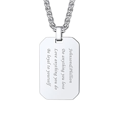 Bandmax Namenskette Militärische Dog Tag personalisiert achteckige Erkennungsmarke Anhänger Edelstahl Weizenkette 50+5cm Hundemarke Modeschmuck Accessoire für Frauen Männer von Bandmax