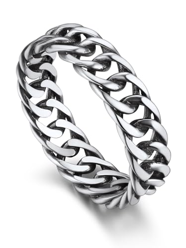 Bandmax Panzerkettenring Ring Silber Ring Damen Trauringe Größe 62mm Bandring 5mm breit Fingerring Ring Schmuck von Bandmax