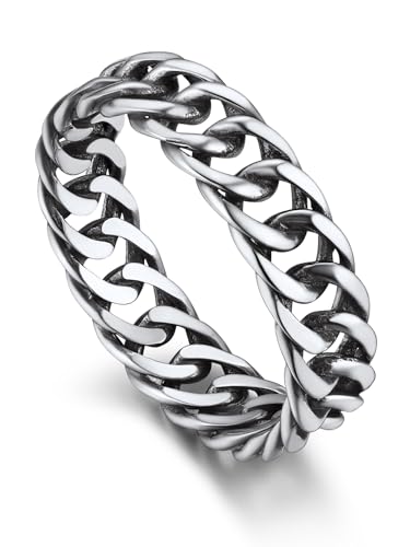 Bandmax Panzerkettenring Silber Ring Herren Ring Damen Ehering Größe 64mm Bandring 5mm breit Freundschaftsringe Modeschmuck von Bandmax