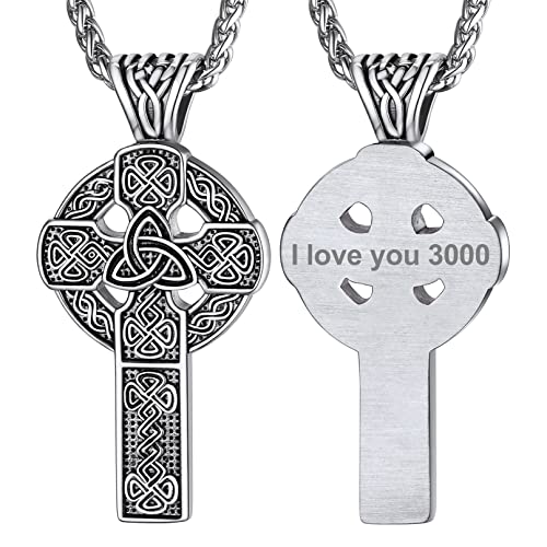 Bandmax Personalisierte Kreuz Halskette Panzerkette Kettegröße 22inches Halskette mit rundem Kreuzanhänger Edelstahl Halskettchen Mode Halskettenschmuck für Männer Jungen von Bandmax