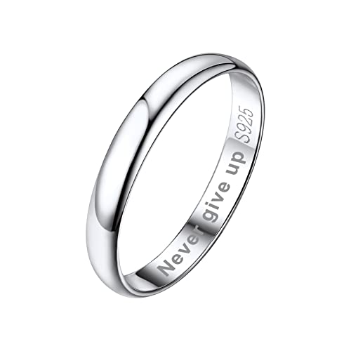 Bandmax Personalisierter Herren 925 Silber Ring Größe 59 3mm Glatter Band Ring Partnerring Verlobungsring Trauring Partnerring Schmuck Accessoire für Männer von Bandmax