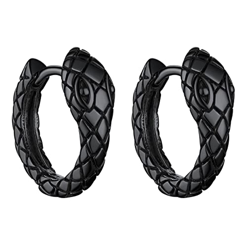 Bandmax Python Ohrringe Creolen Edelstahl Ohrringe Schwarz Schlange Earrings Piercing Ohr Ohrringe Biker Gothic Creolen Ohrschmuck für Frauen Männer von Bandmax