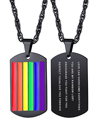 Bandmax Regenbogen Kette Herren Damen Edelstahl Kette Personalisiert Schwarz Kette Gay Pride Dog Tag Halskette Anhänger Erkennungsmarke Kette 55cm LGBT Schmuck für Sohn Tochter Bandmax Regenbogen Kette Herren Damen Edelstahl Kette Personalisiert Schwarz Kette Gay Pride Dog Tag Halskette Anhänger Erkennungsmarke Kette 55cm LGBT Schmuck für Sohn Tochter von Bandmax