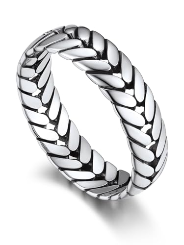 Bandmax Ring Damen Silber 925 Herren Ringe Bandring 5mm breit Trauringe Größe 64mm Weizen Ringe Modeschmuck für Valentinstag von Bandmax