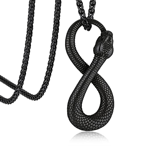 Bandmax Schlange Halskette Herren Acht Python Anhänger Edelstahl Schwarz Schlangenkette Panzerkette Python Kette Punk Biker Kette Schlangen Schmuck Accessoires Länge 55CM+5CM Bandmax Schlange Halskette Herren Acht Python Anhänger Edelstahl Schwarz Schlangenkette Panzerkette Python Kette Punk Biker Kette Schlangen Schmuck Accessoires Länge 55CM+5CM von Bandmax