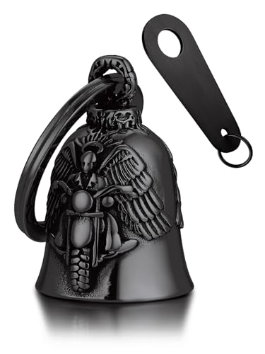 Bandmax Motorrad-Engel Schlüsselanhänger Schwarz - Edelstahl Motorrad Glücksbringer mit Flügeln für Männer von Bandmax