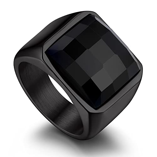 Bandmax Schwarz Siegelring Ringe Herren Edelstahl Ring mit 15mm breit Stein Ring Solitär Ring Größe 67mm Bandring Accessoires Schmuck Damen Bandmax Schwarz Siegelring Ringe Herren Edelstahl Ring mit 15mm breit Stein Ring Solitär Ring Größe 67mm Bandring Accessoires Schmuck Damen von Bandmax