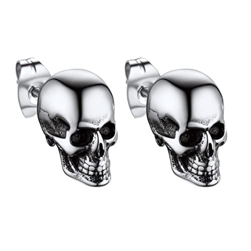 Bandmax Totenkopf Ohrstecker Ohrringe aus Edelstahl Totenkopf Ohrringe für Männer Frauen Punk Street Style Schädel Ohrstecker Mode Schicker Ohrschmuck Accessoire von Bandmax