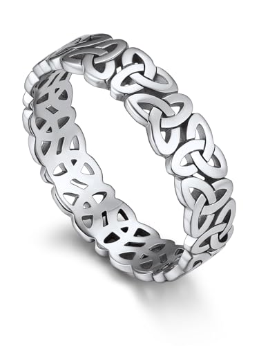 Bandmax Verlobungsring Paar Ring Herren Silber Bandring 5mm breit Keltischer Knoten Ring Größe 64mm Eheringe Partnerringe Silber Keltischer Schmuck für Ehemann von Bandmax