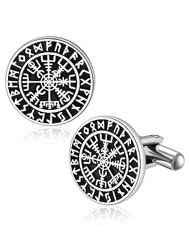 Bandmax Herren Hemd Manschettenknöpfe Herren Kompass Manschettenknopf Edelstahl Cufflinks for Men Wikinger Shmuck für Hemd Hochzeit von Bandmax