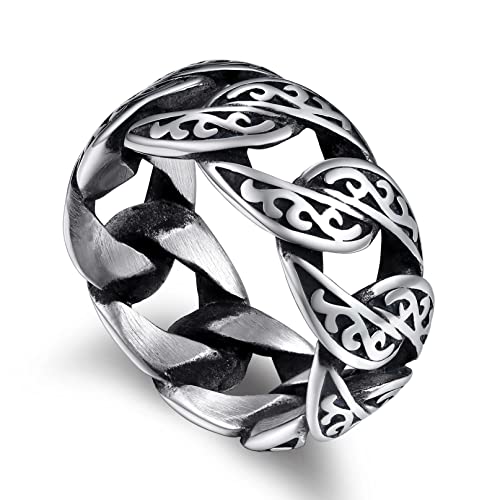 Bandmax Wikinger Ringe Herren Edelstahl Ringe Damen Panzerkettenring Größe 57 Fingerring Bandring im Chain Look Biker Ringe 10 MM Breite Partnerring Accessoires Wikinger Schmuck Bandmax Wikinger Ringe Herren Edelstahl Ringe Damen Panzerkettenring Größe 57 Fingerring Bandring im Chain Look Biker Ringe 10 MM Breite Partnerring Accessoires Wikinger Schmuck von Bandmax