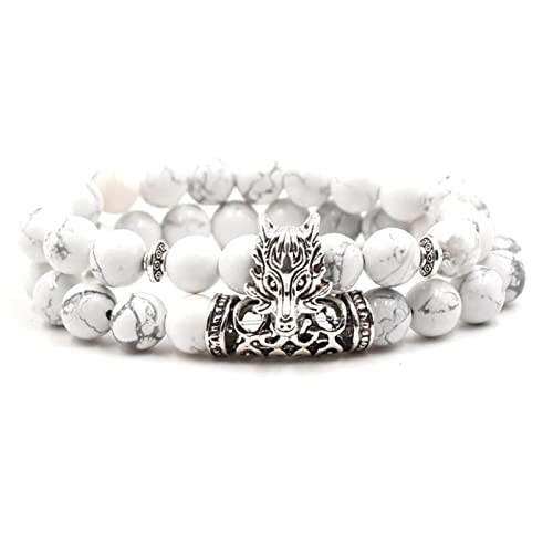 Armband Perlen Damen, Partner Armband Weiss Zirkonia Legierung 2Er Set Drache Perlenarmbänder Geschenk für Frauen 19cmx8mm von Banemi