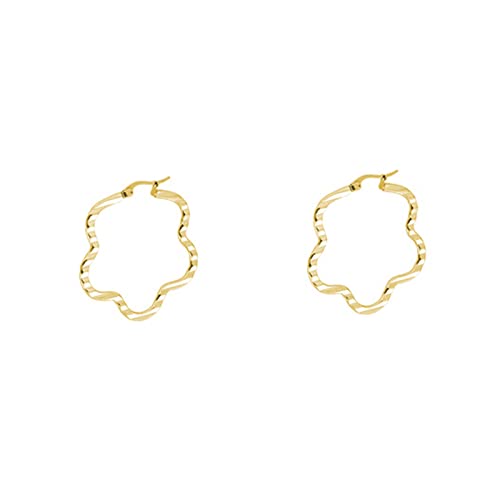 Banemi Damen Ohrringe, Ohrringe Teenager Mädchen Blumenform Edelstahl Snap Down Creolen Partyschmuck von Banemi