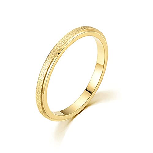 Banemi Damen Ring Edelstahl, Hochzeit Ring Damen 2mm Einfach Und Fein Gefrostet Damen Verlobungsringe Größe 49 (15.6) von Banemi