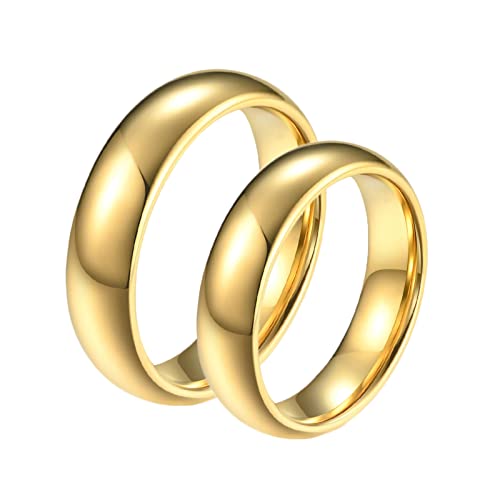 Banemi Ehering Vintage, Paar Ring Vergoldet Wolframcarbid Poliert 6mm zum Hochzeitstag des Paares von Banemi