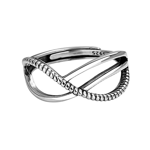 Banemi Eternity Ring Silber 925, Nordischer Ring Damen Twist Aushöhlen Open Gravur Hypoallergen Partnerring Hochzeitsgeschenk von Banemi