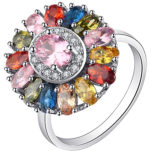 Banemi Freundschaftsringe, Damenring Zirkonia Statement-Blume Ringe für Frauen Weihnachten Größe 60 (19.1) von Banemi