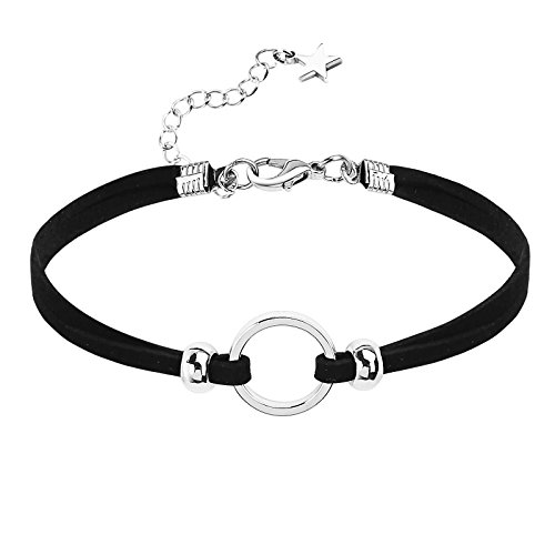 Banemi Hals Choker, Halskette Freundin Ring Edelstahl Silber Schwarz Halsband Cosplayer für Halloween 30cm von Banemi