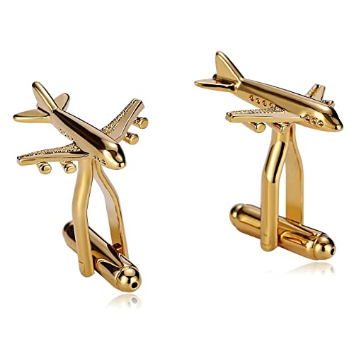Hemd für Manschettenknöpfe, Gold Hemd für Manschettenknöpfe Hemden Flugzeug Flugzeug Hemd Accessoires 2.3X1.9CM von Banemi