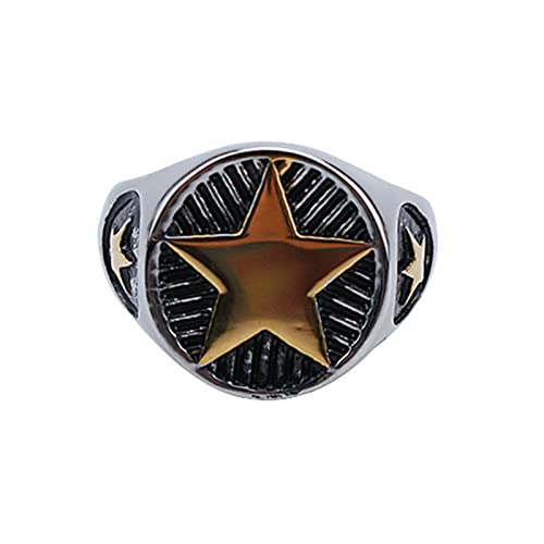 Banemi Herren Ring Gravur, Männer Ringe Mit Gravur Gold Stern Edelstahl Verlobungsringe Abschlussgeschenk Größe 57 (18.1) von Banemi