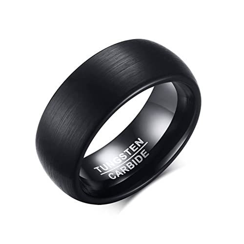 Banemi Herren Ring Personalisiert, Wedding Rings with Engraving Wolfram Negro 8mm Simple Hypoallergen Verlobungsringe Ehemanngeschenk Größe 65 (20.7) von Banemi