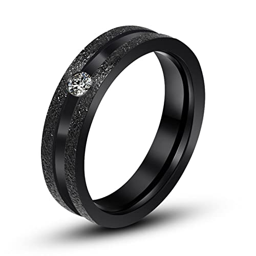 Banemi Herren Ringe Vintage, Deko Ringe Schwarz Titan Edelstahl Schwarzer Matter Ring mit Zirkonia Geschenk Ringe für Männer Größe 57 (18.1) von Banemi