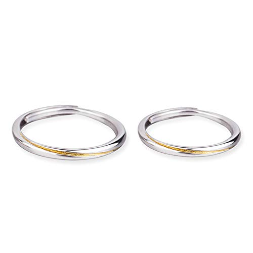 Banemi Hochzeit Ring Silber, Band Ringe Zweifarbig Einfach Gravieren Offen Verstellbar Ringe Valentinstag Schmuck von Banemi