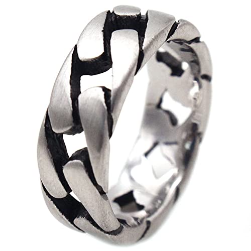 Männer Ringe Retro, Ring Modeschmuck Titan Edelstahl Antiker Flacher Kettenring Mode Geschenk Ring Größe 67 (21.3) von Banemi