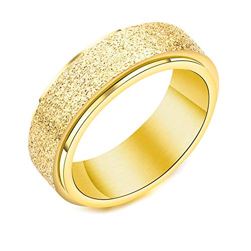 Banemi Punk Ring Herren, Edelstahl Herren Ring Paillette Gold Herren Hochzeitsbänder Größe 54 (17.2) von Banemi