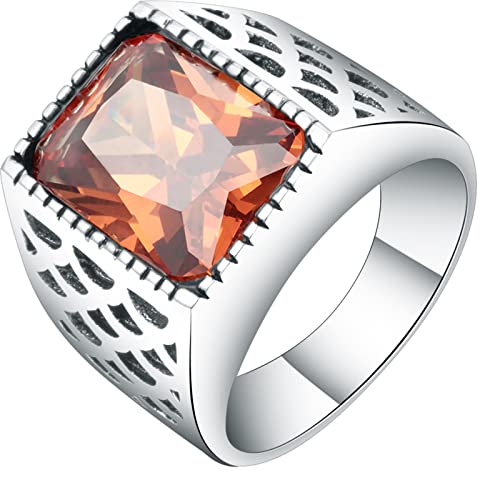 Banemi Ring Bunt, Silberring Breit für Frauen Geometrische Rechteckige Zirkonia Geburtstagsgeschenke Ringe Größe 52 (16.6) von Banemi