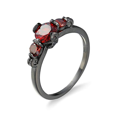 Banemi Ring Damen Modeschmuck, Personalisierter Ring Damen Versilberter Rot Zirkonia Runden Damen Partyschmuck Größe 52 (16.6) von Banemi