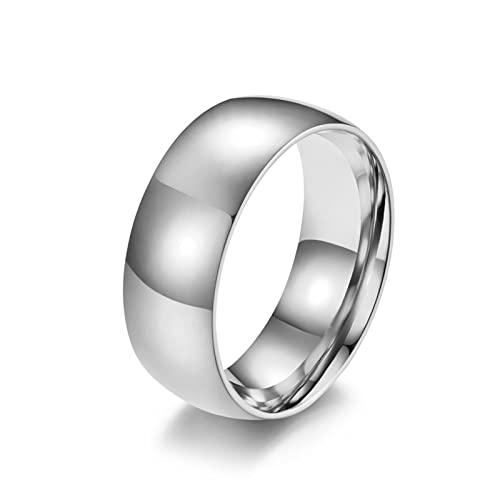 Banemi Ring Herren Metal, Herren Band Ring Edelstahl Spiegel Hell Fingerring Valentinstagsgeschenk Größe 62 (19.7) von Banemi