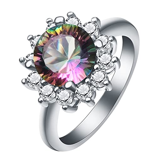 Banemi Ring Vintage, Damenringe mit Zirkonia Sonnenblume Ring für Freundin Geschenke Größe 60 (19.1) von Banemi