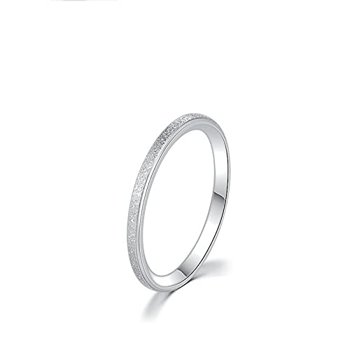 Banemi Schlichte Ringe Damen, Eleganter Ring Damen Edelstahl 2mm Frosted Pearl Sand Fingerring Größe 45 (14.3) von Banemi