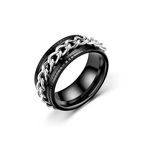 Banemi Schmuck Herren Ring, Edelstahl Ring Schmuck Herren 6mm Geprägte Drehbare Kette Partnerringe Größe 57 (18.1) von Banemi